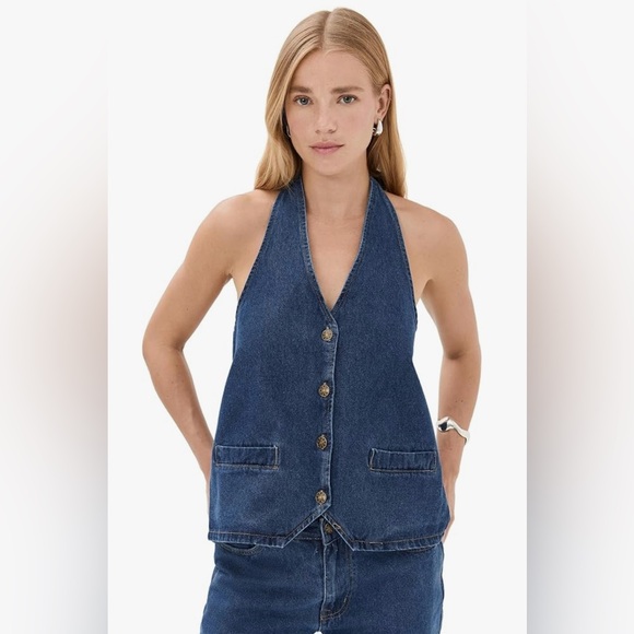 Lioness Denim Hills Halter Vest in Denim, Size XS - Picture 1 of 6